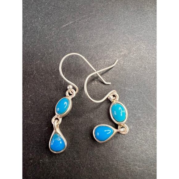 NEW Sleeping Beauty sterling silver earrings 2.95 grams - Picture 2 of 7